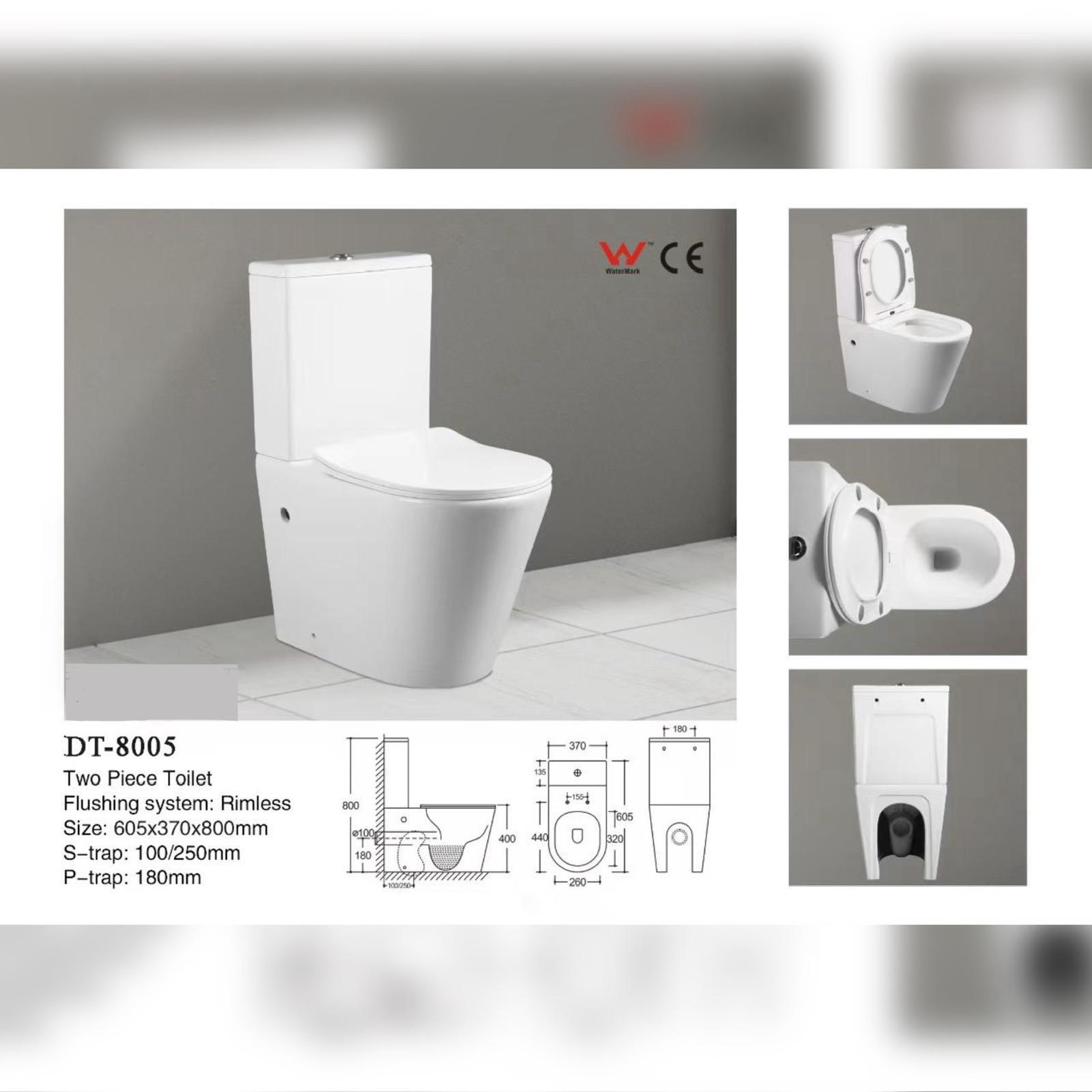 DT-8005 Two Piece Toilet – Rimless Design