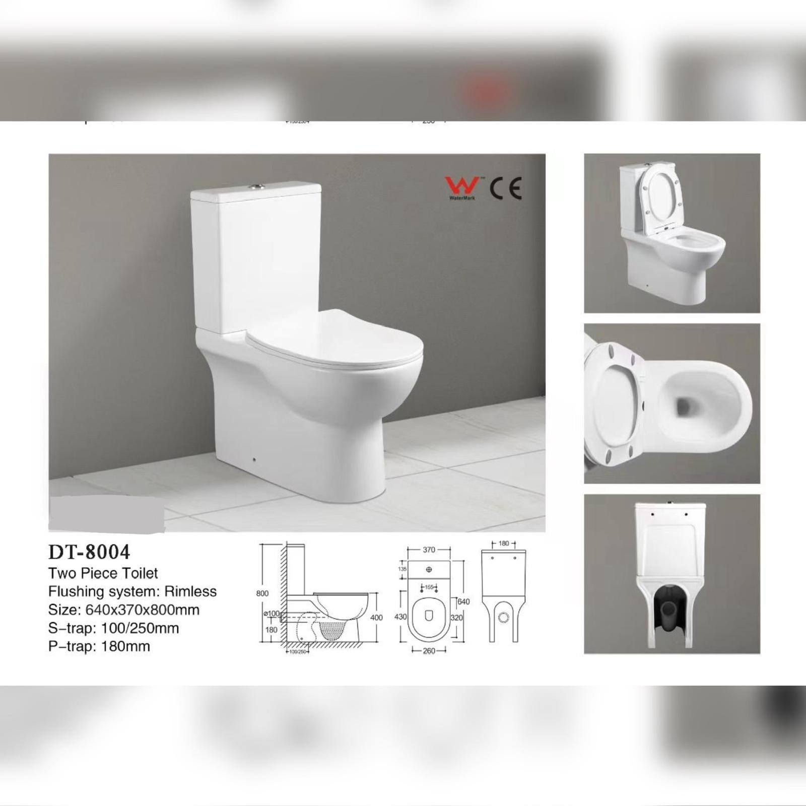 DT-8004 Two Piece Toilet – Rimless Flush Design